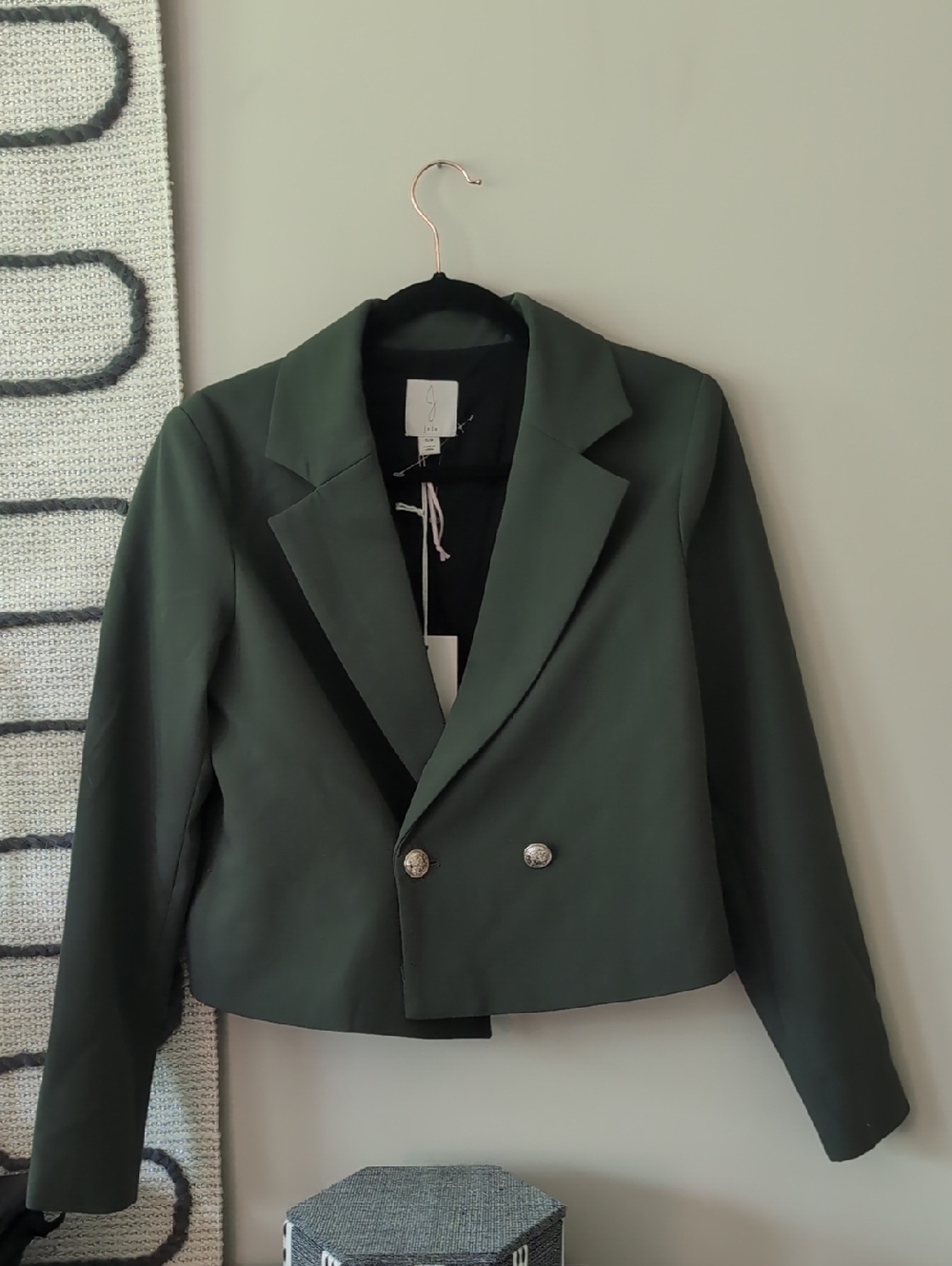 Joie Cropped Green Blazer Gold Buttons NWT Size small
